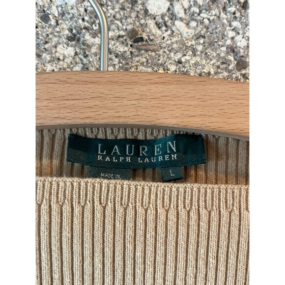 Lauren Ralph Lauren Ribbed Knit Beige Sweater Large - Picture 6 of 9